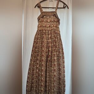 Max Studio Red and Cream Floral Maxi Skirt